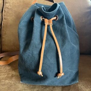 Madewell canvas backpack with brown leather trim!